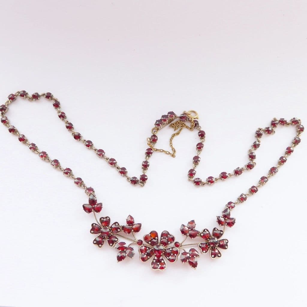 SOLD Stunning Antique Bohemian Garnet Necklace with Shamrock / Four ...